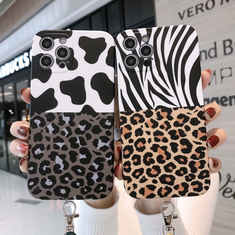 Animal Texture IMD Shockproof TPU Protective Case with Lanyard For iPhone 11 Pro Max(Leopard)