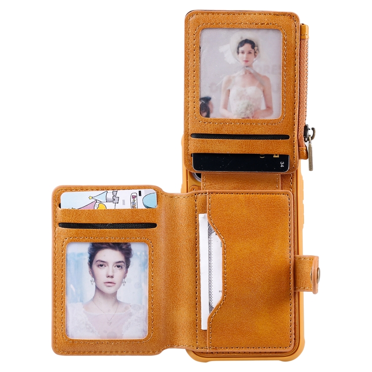 For iPhone 12 mini Zipper Shockproof Protective Case with Card Slots & Bracket & Photo Holder & Wallet Function (Brown) For iPhone 12 mini Zipper Shockproof Protective Case with Card Slots & Bracket & Photo Holder & Wallet Function (Brown)