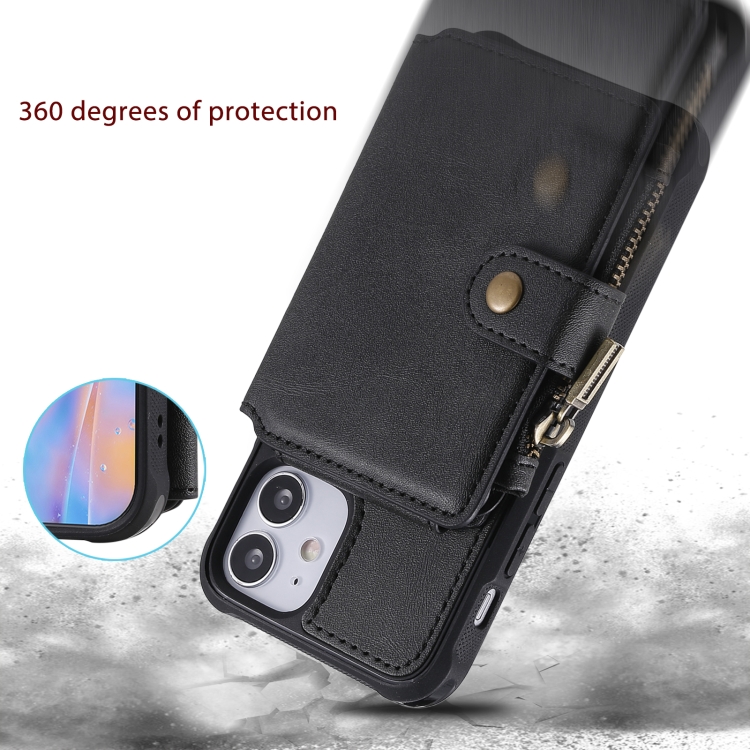 For iPhone 12 mini Zipper Shockproof Protective Case with Card Slots & Bracket & Photo Holder & Wallet Function (Brown) For iPhone 12 mini Zipper Shockproof Protective Case with Card Slots & Bracket & Photo Holder & Wallet Function (Brown)