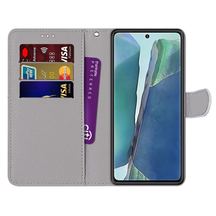 For Samsung Galaxy Note20 Coloured Drawing Cross Texture Horizontal Flip PU Leather Case with Holder & Card Slots & Wallet & Lanyard(Oblique Hat Blue Mirror Cat) For Samsung Galaxy Note20 Coloured Drawing Cross Texture Horizontal Flip PU Leather Case with Holder & Card Slots & Wallet & Lanyard(Oblique Hat Blue Mirror Cat)