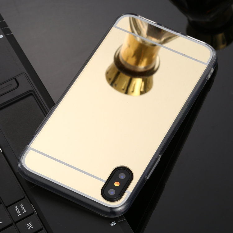 For Iphone Xs Max Tpu + Acrylic Luxury Plating Mirror Phone Case Cover(gold)