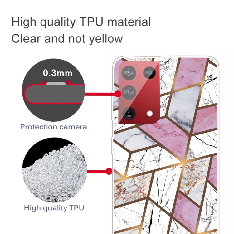 For Samsung Galaxy S21 Ultra 5G Marble Shockproof TPU Protective Case(Rhombus White Purple) For Samsung Galaxy S21 Ultra 5G Marble Shockproof TPU Protective Case(Rhombus White Purple)