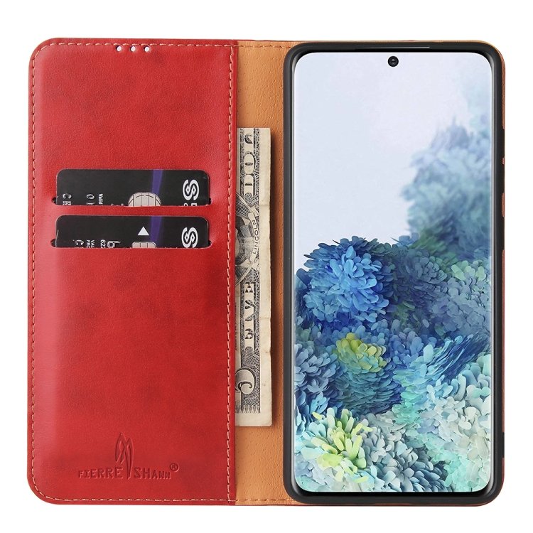 For Samsung Galaxy S20 FE / S20 Lite Fierre Shann PU Genuine Leather Texture Horizontal Flip Leather Case with Holder & Card Slots & Wallet(Red) For Samsung Galaxy S20 FE / S20 Lite Fierre Shann PU Genuine Leather Texture Horizontal Flip Leather Case with Holder & Card Slots & Wallet(Red)