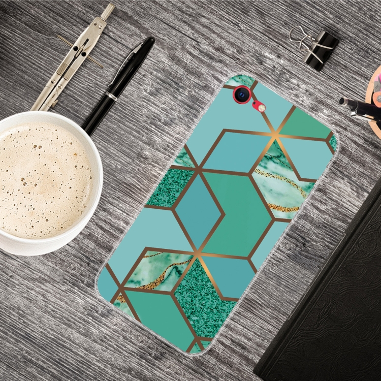 For iPhone SE 2022 / SE 2020 / 8 / 7 Marble Pattern Shockproof TPU Protective Case(Rhombus Green) For iPhone SE 2022 / SE 2020 / 8 / 7 Marble Pattern Shockproof TPU Protective Case(Rhombus Green)
