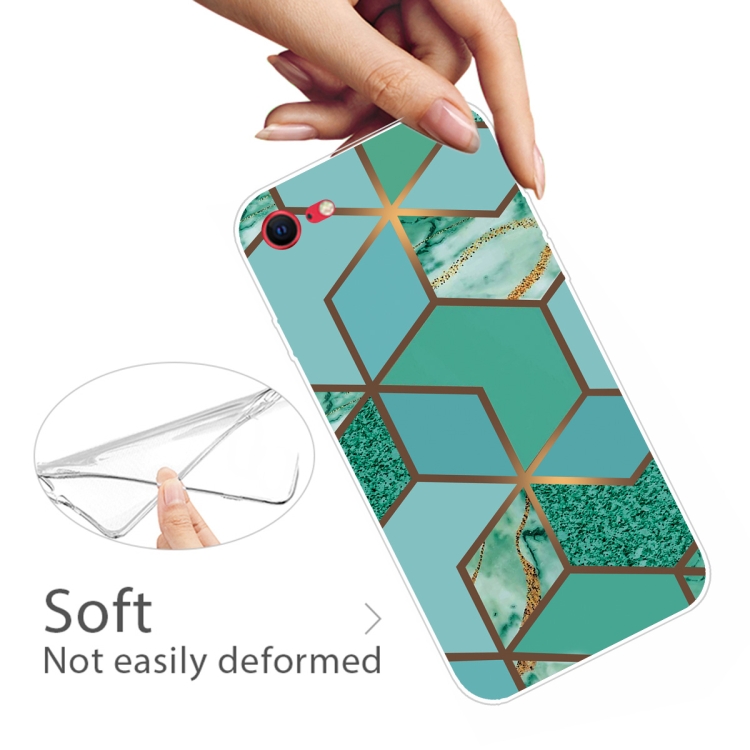 For iPhone SE 2022 / SE 2020 / 8 / 7 Marble Pattern Shockproof TPU Protective Case(Rhombus Green) For iPhone SE 2022 / SE 2020 / 8 / 7 Marble Pattern Shockproof TPU Protective Case(Rhombus Green)