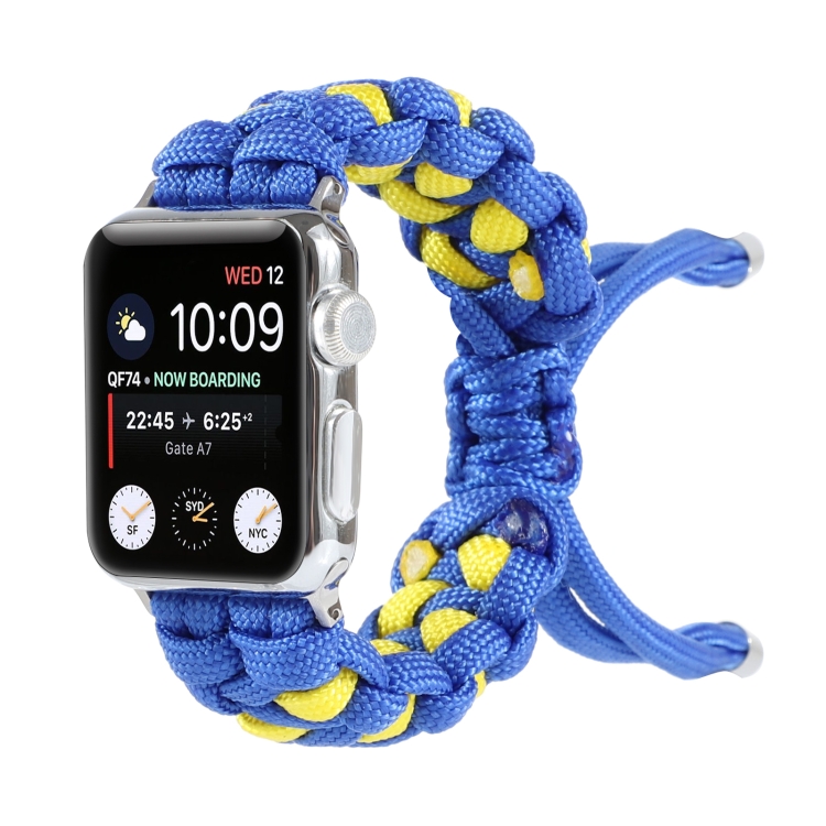 Braided Umbrella Cord Watch Band For Apple Watch Ultra 49mm&Watch Ultra 2  49mm / Series 9&8&7 45mm / SE 3&SE 2&6&SE&5&4 44mm / 3&2&1 42mm(Blue)
