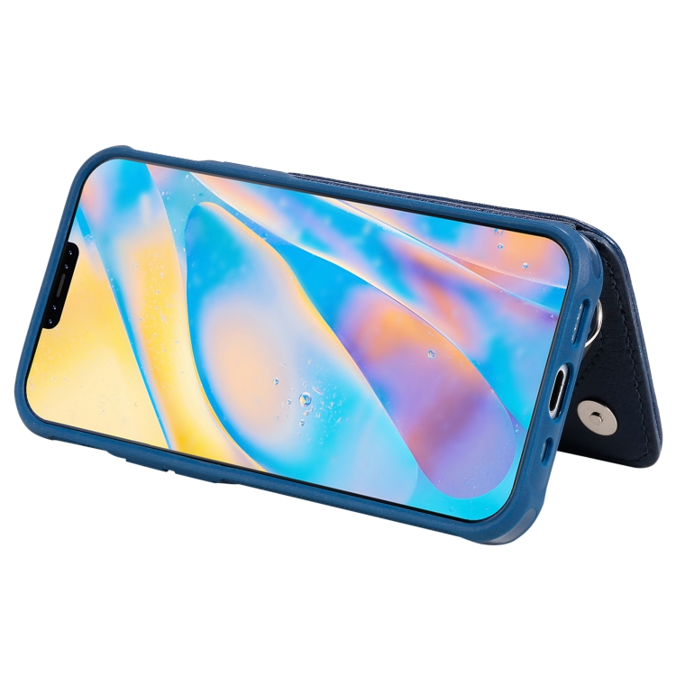 For iPhone 12 mini Zipper Double Buckle Shockproof Protective Case with Stand & Photo Holder & Wallet Function (Blue) For iPhone 12 mini Zipper Double Buckle Shockproof Protective Case with Stand & Photo Holder & Wallet Function (Blue)