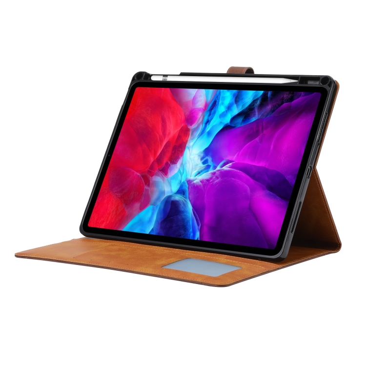 For iPad Pro 12.9 inch (2020) Calf Texture Double Fold Clasp Horizontal Flip Leather Tablet Case with Photo Frame & Holder & Card Slots & Wallet(Black) For iPad Pro 12.9 inch (2020) Calf Texture Double Fold Clasp Horizontal Flip Leather Tablet Case with Photo Frame & Holder & Card Slots & Wallet(Black)