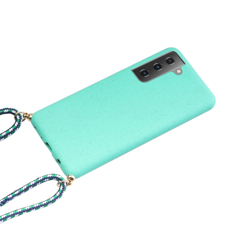 For Samsung Galaxy S21 5G Wheat Straw Material + TPU Protective Case with Lanyard(Green) For Samsung Galaxy S21 5G Wheat Straw Material + TPU Protective Case with Lanyard(Green)