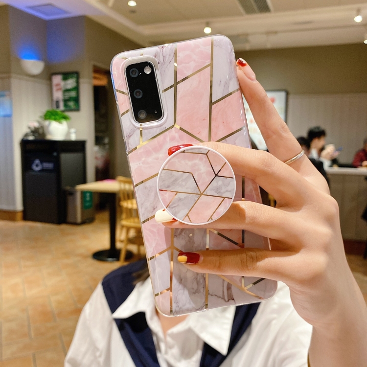 Marble Pattern Shockproof Protective Case with Holder For Samsung Galaxy S20 FE(White) Marble Pattern Shockproof Protective Case with Holder For Samsung Galaxy S20 FE(White)
