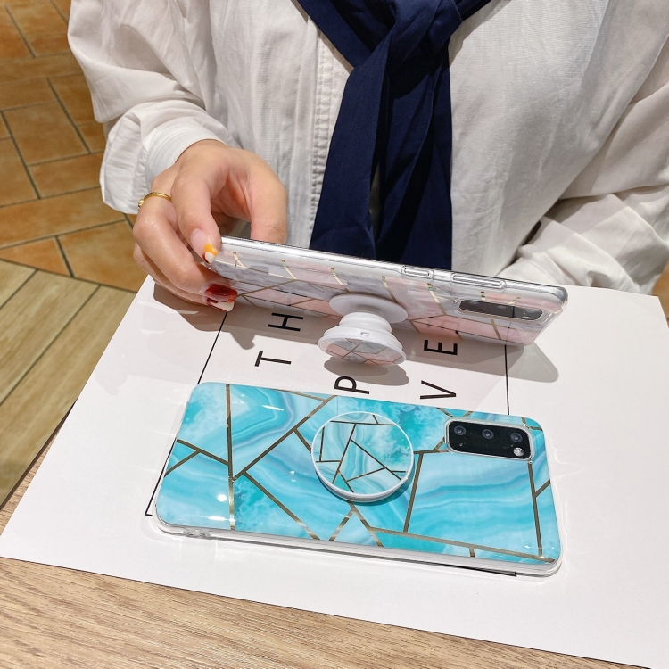 Marble Pattern Shockproof Protective Case with Holder For Samsung Galaxy S20 FE(White) Marble Pattern Shockproof Protective Case with Holder For Samsung Galaxy S20 FE(White)