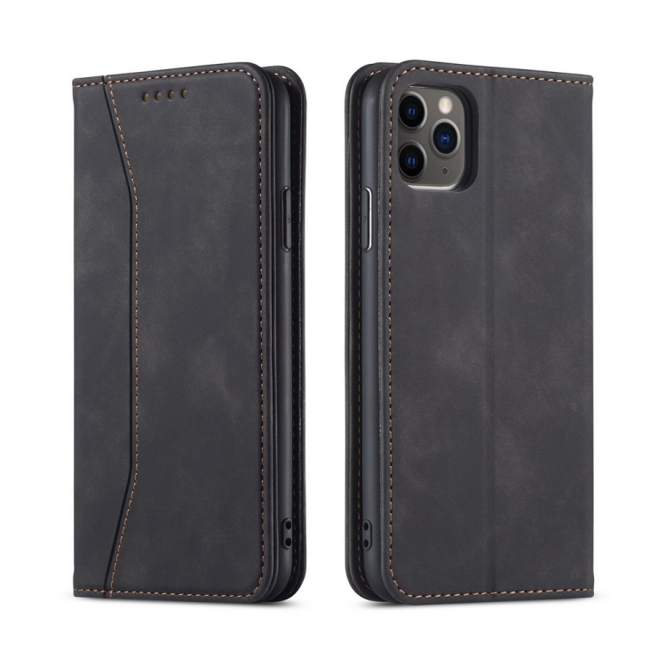 For iPhone 12 Pro Max Skin-feel Calfskin Texture Magnetic Dual-Fold Horizontal Flip Leather Case with Holder & Card Slots & Wallet(Black) For iPhone 12 Pro Max Skin-feel Calfskin Texture Magnetic Dual-Fold Horizontal Flip Leather Case with Holder & Card Slots & Wallet(Black)