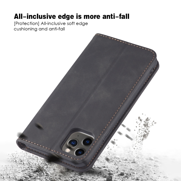 For iPhone 12 Pro Max Skin-feel Calfskin Texture Magnetic Dual-Fold Horizontal Flip Leather Case with Holder & Card Slots & Wallet(Black) For iPhone 12 Pro Max Skin-feel Calfskin Texture Magnetic Dual-Fold Horizontal Flip Leather Case with Holder & Card Slots & Wallet(Black)