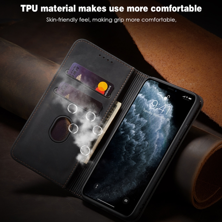For iPhone 12 Pro Max Skin-feel Calfskin Texture Magnetic Dual-Fold Horizontal Flip Leather Case with Holder & Card Slots & Wallet(Black) For iPhone 12 Pro Max Skin-feel Calfskin Texture Magnetic Dual-Fold Horizontal Flip Leather Case with Holder & Card Slots & Wallet(Black)