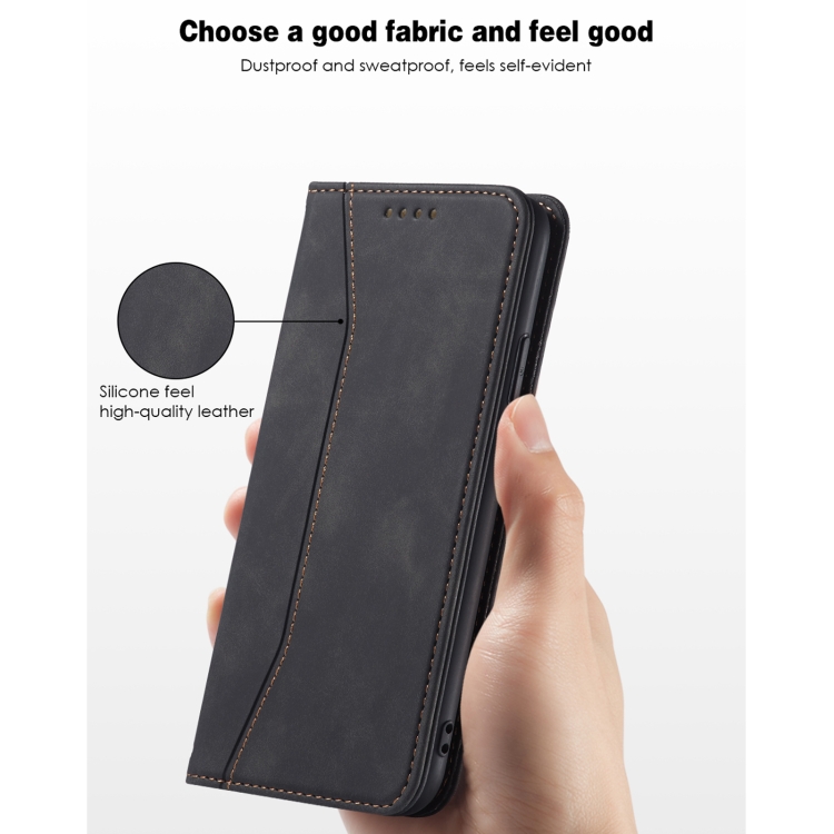 For iPhone 12 Pro Max Skin-feel Calfskin Texture Magnetic Dual-Fold Horizontal Flip Leather Case with Holder & Card Slots & Wallet(Black) For iPhone 12 Pro Max Skin-feel Calfskin Texture Magnetic Dual-Fold Horizontal Flip Leather Case with Holder & Card Slots & Wallet(Black)
