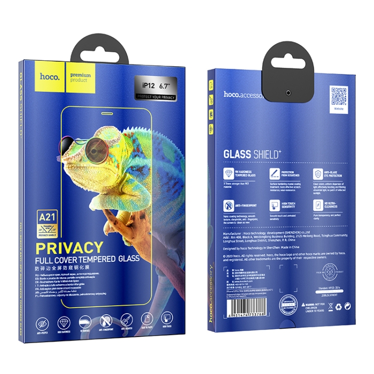 For iPhone 12 Pro Max hoco 0.33mm Shatterproof Edge Full-screen Privacy Tempered Film(Black) For iPhone 12 Pro Max hoco 0.33mm Shatterproof Edge Full-screen Privacy Tempered Film(Black)