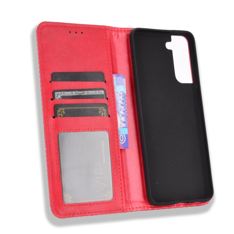 For Samsung Galaxy S21 5G Magnetic Buckle Retro Crazy Horse Texture Horizontal Flip Leather Case with Holder & Card Slots & Photo Frame(Red) For Samsung Galaxy S21 5G Magnetic Buckle Retro Crazy Horse Texture Horizontal Flip Leather Case with Holder & Card Slots & Photo Frame(Red)