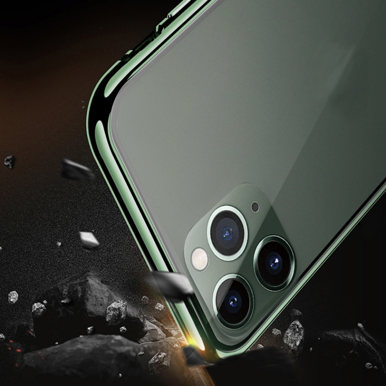 R-JUST Four-corner Shockproof Anti-peeping Magnetic Metal Frame Double-sided Tempered Glass Case For iPhone 11 Pro Max(Silver)