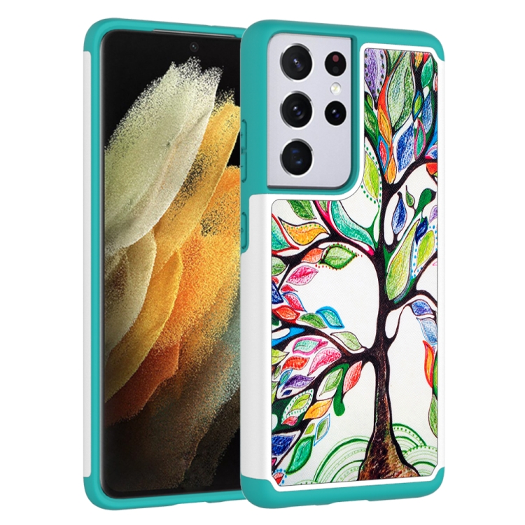 For Samsung Galaxy S21 Ultra 5G Coloured Drawing Pattern PU + TPU Protective Case(Colorful Tree) For Samsung Galaxy S21 Ultra 5G Coloured Drawing Pattern PU + TPU Protective Case(Colorful Tree)