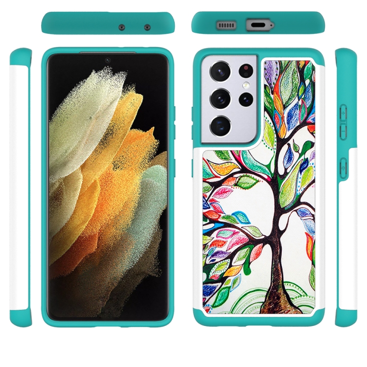 For Samsung Galaxy S21 Ultra 5G Coloured Drawing Pattern PU + TPU Protective Case(Colorful Tree) For Samsung Galaxy S21 Ultra 5G Coloured Drawing Pattern PU + TPU Protective Case(Colorful Tree)