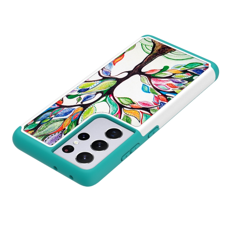 For Samsung Galaxy S21 Ultra 5G Coloured Drawing Pattern PU + TPU Protective Case(Colorful Tree) For Samsung Galaxy S21 Ultra 5G Coloured Drawing Pattern PU + TPU Protective Case(Colorful Tree)