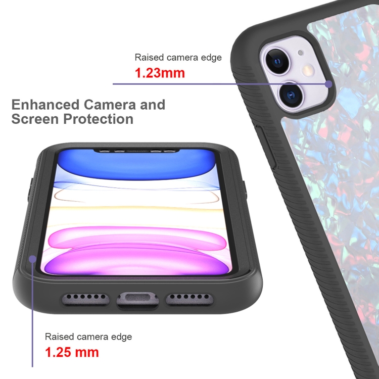 For iPhone 11 Pro 3 in 1 Card PC + TPU Shockproof Protective Case(White Shell Pattern)