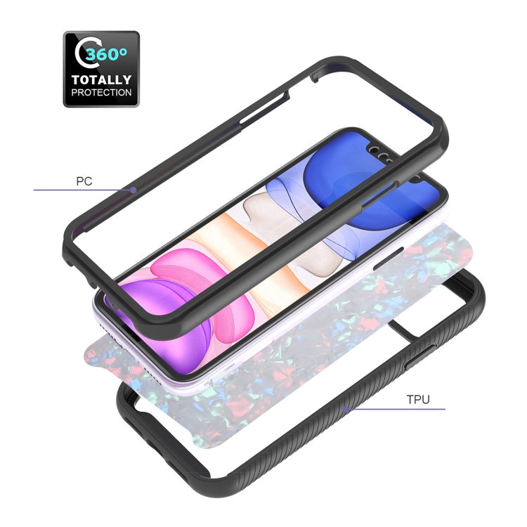 For iPhone 11 Pro 3 in 1 Card PC + TPU Shockproof Protective Case(White Shell Pattern)