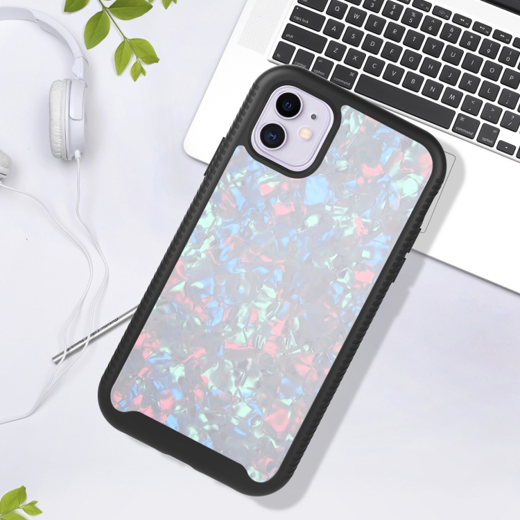 For iPhone 11 Pro 3 in 1 Card PC + TPU Shockproof Protective Case(White Shell Pattern)