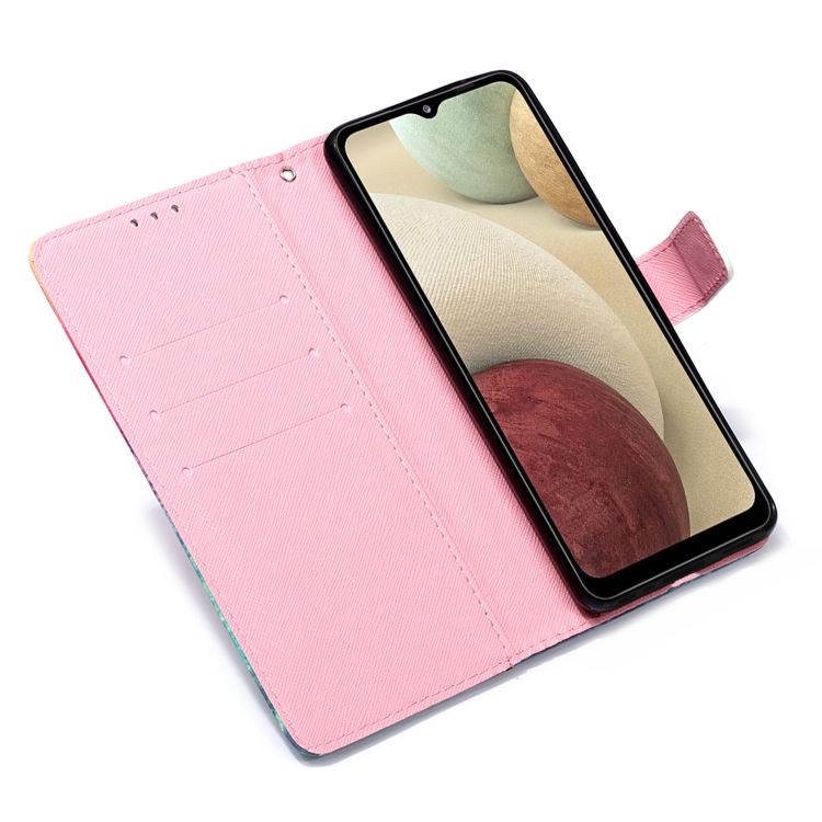 Funda para Samsung Galaxy A12 tipo libro cubierta de lujo de cuero de vaca  bicolor Funda magnética para tarjetas ranuras para tarjetas Kickstand Flip