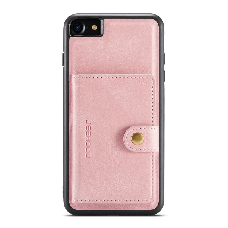 For iPhone SE 2022 / SE 2020 / 8 / 7 JEEHOOD Retro Magnetic Detachable Protective Case with Wallet & Card Slot & Holder(Pink) For iPhone SE 2022 / SE 2020 / 8 / 7 JEEHOOD Retro Magnetic Detachable Protective Case with Wallet & Card Slot & Holder(Pink)
