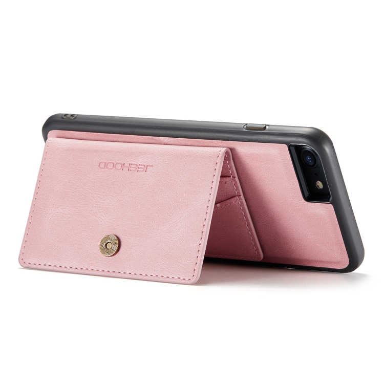 For iPhone SE 2022 / SE 2020 / 8 / 7 JEEHOOD Retro Magnetic Detachable Protective Case with Wallet & Card Slot & Holder(Pink) For iPhone SE 2022 / SE 2020 / 8 / 7 JEEHOOD Retro Magnetic Detachable Protective Case with Wallet & Card Slot & Holder(Pink)