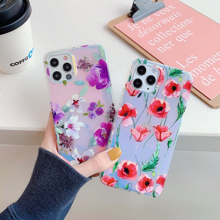 Double-sided Film Laser Flower Pattern Protective Case For iPhone 11(Purple) Double-sided Film Laser Flower Pattern Protective Case For iPhone 11(Purple)
