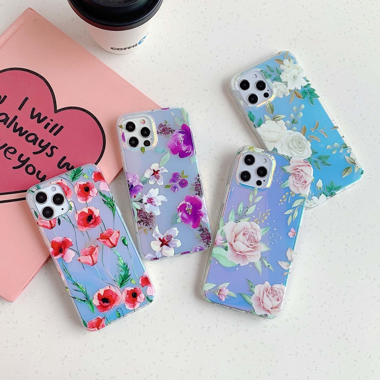 Double-sided Film Laser Flower Pattern Protective Case For iPhone 11(Purple) Double-sided Film Laser Flower Pattern Protective Case For iPhone 11(Purple)