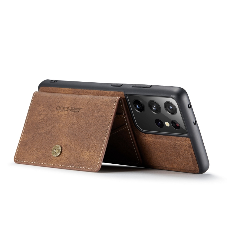 For Samsung Galaxy S21 Ultra 5G JEEHOOD Retro Magnetic Detachable Protective Case with Wallet & Card Slot & Holder(Brown) For Samsung Galaxy S21 Ultra 5G JEEHOOD Retro Magnetic Detachable Protective Case with Wallet & Card Slot & Holder(Brown)