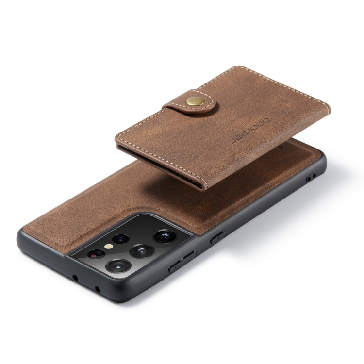 For Samsung Galaxy S21 Ultra 5G JEEHOOD Retro Magnetic Detachable Protective Case with Wallet & Card Slot & Holder(Brown) For Samsung Galaxy S21 Ultra 5G JEEHOOD Retro Magnetic Detachable Protective Case with Wallet & Card Slot & Holder(Brown)