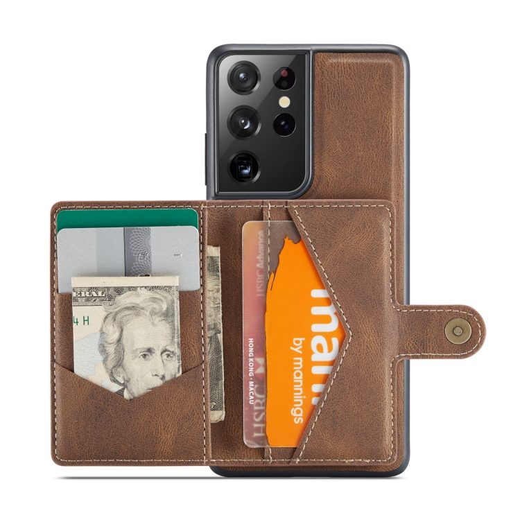 For Samsung Galaxy S21 Ultra 5G JEEHOOD Retro Magnetic Detachable Protective Case with Wallet & Card Slot & Holder(Brown) For Samsung Galaxy S21 Ultra 5G JEEHOOD Retro Magnetic Detachable Protective Case with Wallet & Card Slot & Holder(Brown)
