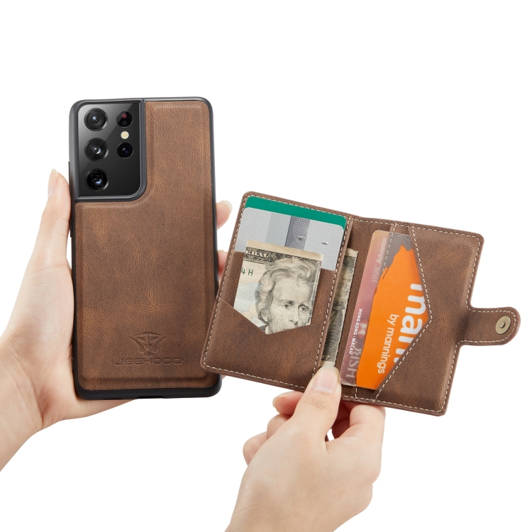 For Samsung Galaxy S21 Ultra 5G JEEHOOD Retro Magnetic Detachable Protective Case with Wallet & Card Slot & Holder(Brown) For Samsung Galaxy S21 Ultra 5G JEEHOOD Retro Magnetic Detachable Protective Case with Wallet & Card Slot & Holder(Brown)