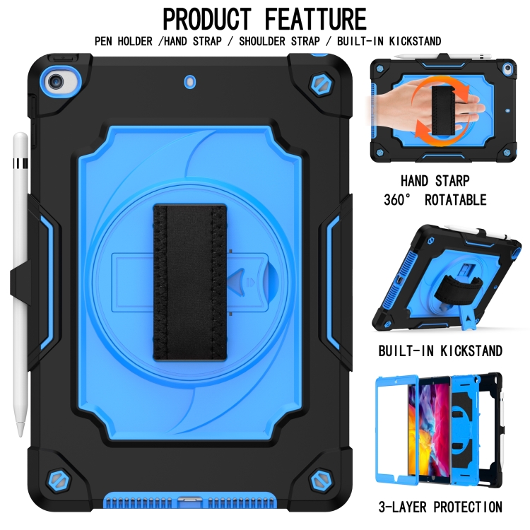 360 Degree Rotation Turntable Contrast Color Robot Shockproof Silicone + PC Protective Case with Holder For iPad 10.2 / 10.2 (2020) / Pro 10.5(Black + Blue) 360 Degree Rotation Turntable Contrast Color Robot Shockproof Silicone + PC Protective Case with Holder For iPad 10.2 / 10.2 (2020) / Pro 10.5(Black + Blue)