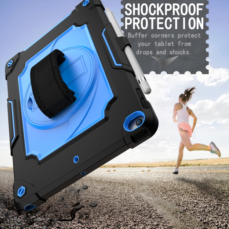 360 Degree Rotation Turntable Contrast Color Robot Shockproof Silicone + PC Protective Case with Holder For iPad 10.2 / 10.2 (2020) / Pro 10.5(Black + Blue) 360 Degree Rotation Turntable Contrast Color Robot Shockproof Silicone + PC Protective Case with Holder For iPad 10.2 / 10.2 (2020) / Pro 10.5(Black + Blue)