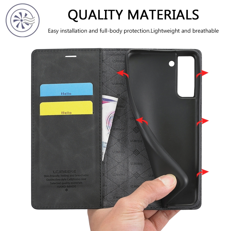 For Samsung Galaxy S21 5G LC.IMEEKE Strong Magnetism Ultra-thin Horizontal Flip Matte TPU + PU Leather Case with Holder & Card Slots & Wallet(Black) For Samsung Galaxy S21 5G LC.IMEEKE Strong Magnetism Ultra-thin Horizontal Flip Matte TPU + PU Leather Case with Holder & Card Slots & Wallet(Black)