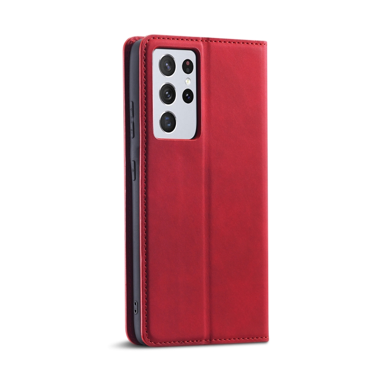 For Samsung Galaxy S21 Ultra 5G Forwenw Dream Series Oil Edge Strong Magnetism Horizontal Flip Leather Case with Holder & Card Slots & Wallet & Photo Frame(Red) For Samsung Galaxy S21 Ultra 5G Forwenw Dream Series Oil Edge Strong Magnetism Horizontal Flip Leather Case with Holder & Card Slots & Wallet & Photo Frame(Red)