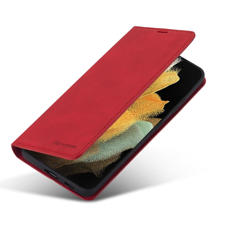 For Samsung Galaxy S21 Ultra 5G Forwenw Dream Series Oil Edge Strong Magnetism Horizontal Flip Leather Case with Holder & Card Slots & Wallet & Photo Frame(Red) For Samsung Galaxy S21 Ultra 5G Forwenw Dream Series Oil Edge Strong Magnetism Horizontal Flip Leather Case with Holder & Card Slots & Wallet & Photo Frame(Red)