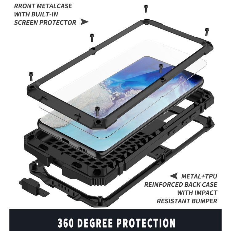 For Samsung Galaxy S21 Ultra 5G R-JUST Shockproof Waterproof Dust-proof Metal + Silicone Protective Case with Holder(Black) For Samsung Galaxy S21 Ultra 5G R-JUST Shockproof Waterproof Dust-proof Metal + Silicone Protective Case with Holder(Black)