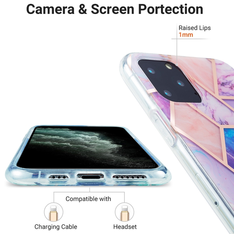 For iPhone 11 Pro 3D Electroplating Marble Pattern TPU Protective Case (Pink Purple) For iPhone 11 Pro 3D Electroplating Marble Pattern TPU Protective Case (Pink Purple)