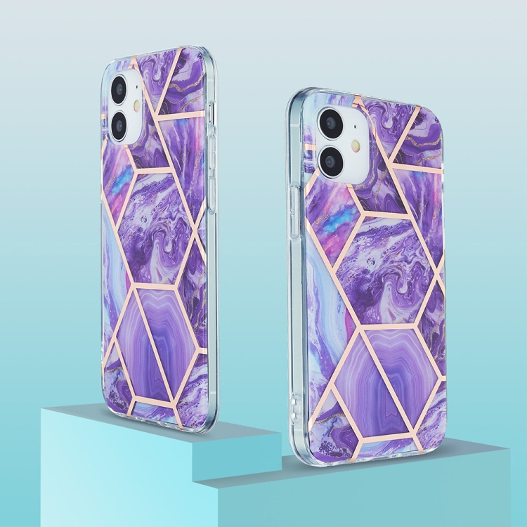 For iPhone 12 / 12 Pro 3D Electroplating Marble Pattern TPU Protective Case(Purple) For iPhone 12 / 12 Pro 3D Electroplating Marble Pattern TPU Protective Case(Purple)