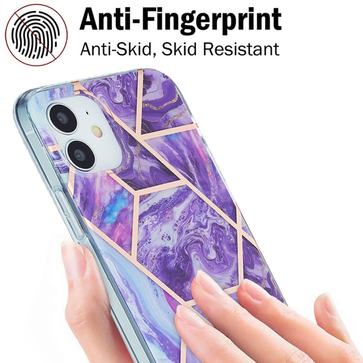For iPhone 12 / 12 Pro 3D Electroplating Marble Pattern TPU Protective Case(Purple) For iPhone 12 / 12 Pro 3D Electroplating Marble Pattern TPU Protective Case(Purple)