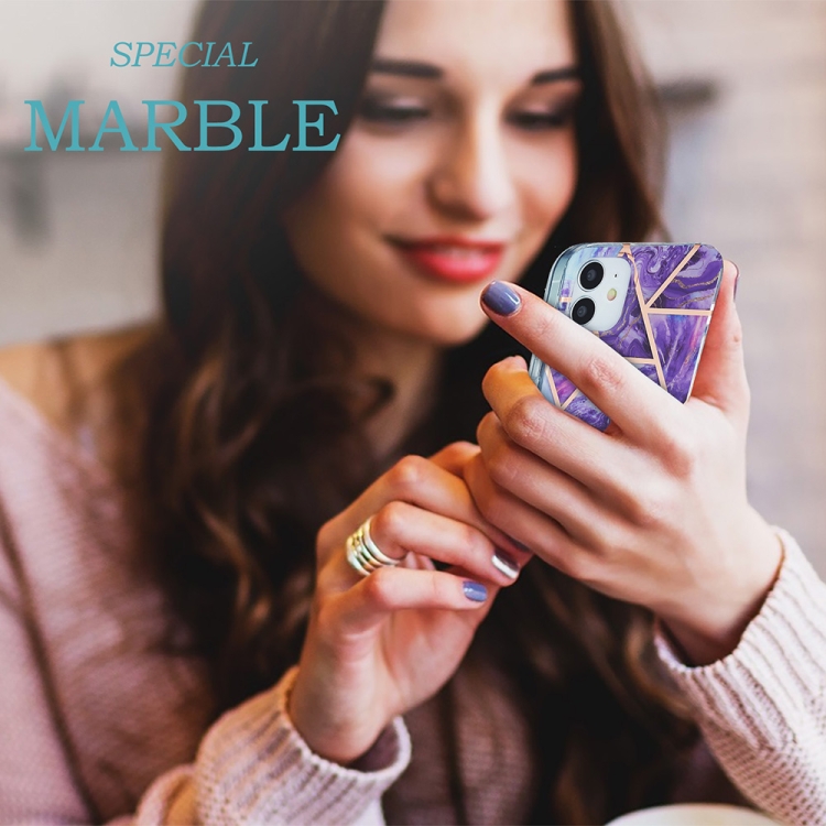 For iPhone 12 / 12 Pro 3D Electroplating Marble Pattern TPU Protective Case(Purple) For iPhone 12 / 12 Pro 3D Electroplating Marble Pattern TPU Protective Case(Purple)