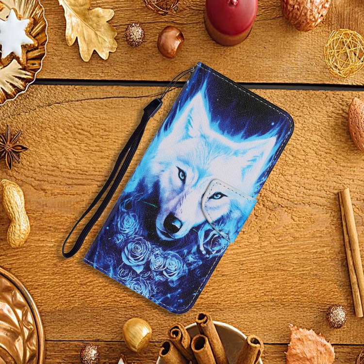 For Samsung Galaxy S21 Ultra 5G Coloured Drawing Pattern Horizontal Flip PU Leather Case with Holder & Card Slots & Wallet & Lanyard(Rose Wolf)