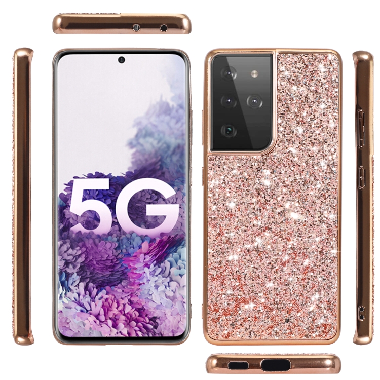 For Samsung Galaxy S21 Ultra 5G Glitter Powder Shockproof TPU Protective Case(Rose Gold) For Samsung Galaxy S21 Ultra 5G Glitter Powder Shockproof TPU Protective Case(Rose Gold)