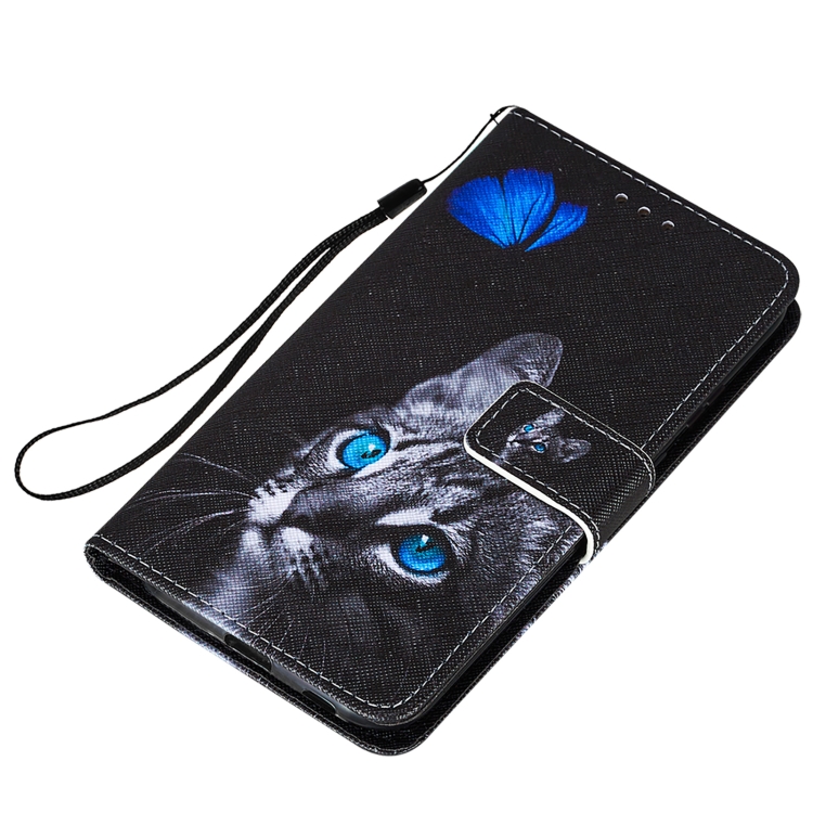 For Samsung Galaxy S21+ 5G Cross Texture Painting Pattern Horizontal Flip Leather Case with Holder & Card Slots & Wallet & Lanyard(Blue Butterfly Cat Eyes) For Samsung Galaxy S21+ 5G Cross Texture Painting Pattern Horizontal Flip Leather Case with Holder & Card Slots & Wallet & Lanyard(Blue Butterfly Cat Eyes)
